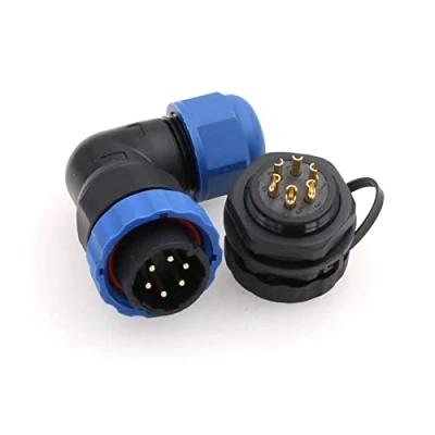 Abbildung von ZBLZGP SD20 6 poliger, rechtwinkliger, wasserdichter IP68 Steckverbinder 10A 380V, Stecker, Buchse, Einbaubuchse, 8 12mm, Kabelstecker