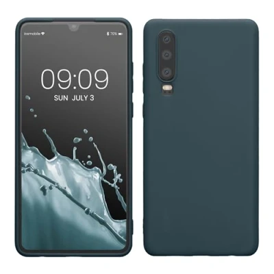 Abbildung von kwmobile Hülle kompatibel mit Huawei P30 weiches TPU Silikon Case Cover geeignet für kabelloses Laden Dunkler Schiefer