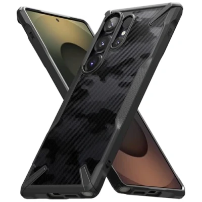 Abbildung von Ringke Fusion X Case Kompatibel mit Samsung Galaxy S25 Ultra Hülle, [Robuster Schutz] Tarnmuster Design Robust Bumper Stoßfest Kratzfest Fortschrittliche Schutz Handyhülle Camo Black