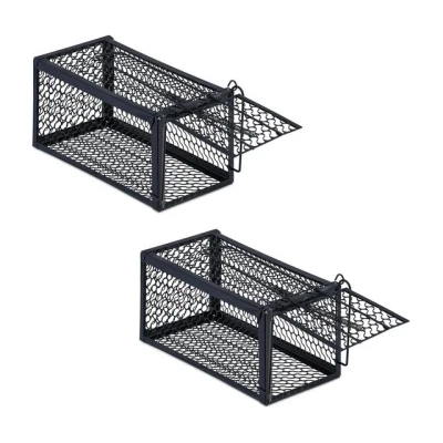 Abbildung von Relaxdays Lebendfalle Mäuse &amp; Ratten, 2er Set, tierfreundliche Nagetierfalle, HBT 12 x 24 11,5 cm, Mäusefalle, schwarz