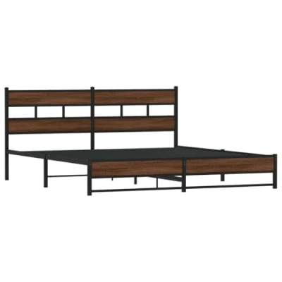 Abbildung von vidaXL Bett, Metallbett ohne Matratze Braun Eichen Optik 180x200 cm