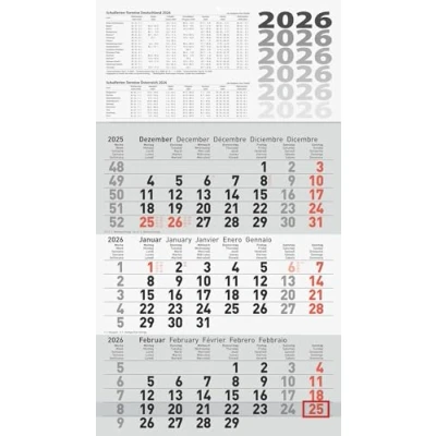Abbildung von 10 x Glocken 3 Monatskalender 30x54cm farbig Kalendarium 2026