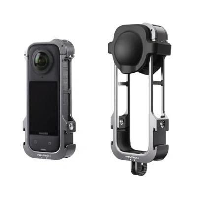 Abbildung von PGYTECH Aluminium Kamerakäfig für Insta360 X4, Schutzhülle mit Silikonobjektivabdeckung, Rig Gehäuserahmen 1/4&quot; Gewinden, Kaltshuhalterung GoPro und andere Action Kamera Zubehör