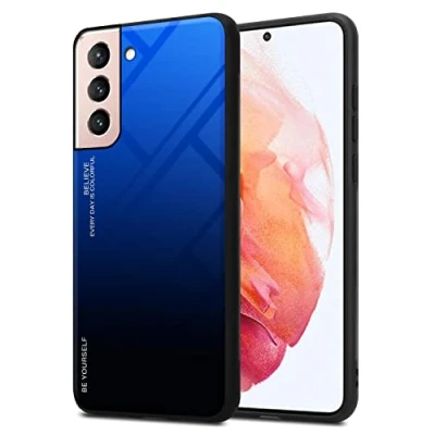 Abbildung von Cadorabo Hülle kompatibel mit Samsung Galaxy S21 5G Schutzhülle TPU Silikon Case Glas Slim Kratzfest Weiche Gummi Rundumschutz für in Schwarz