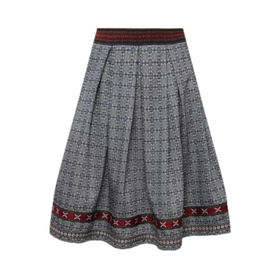 Abbildung von Ulla Popken Elastic Waist Faltenrock, Damen, Größe: 44, Navy blue