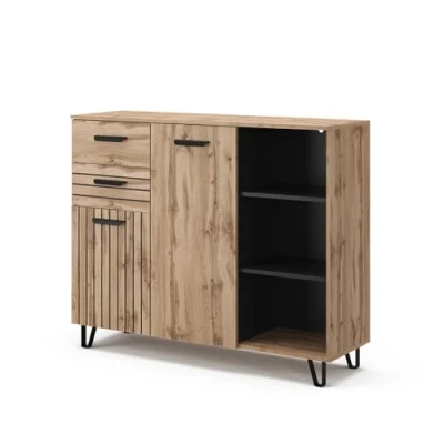 Abbildung von Vicco Kommode Amber, Braun/Braun, 120.1 x 100 cm mit 2 Schubladen und Türen