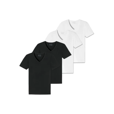 Abbildung von Schiesser 4ER PACK Unterhemd/shirt, Herren, Größe: Large, Schwarz weiß