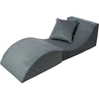 Abbildung von Velinda Klappsofa bequem, entspannend, 3 in 1, Hocker, Tisch grau