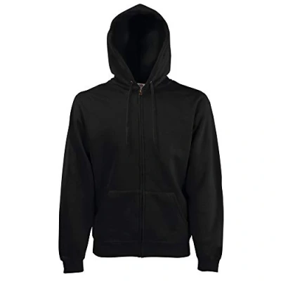 Abbildung von Fruit of The Loom Herren Kapuzen Sweatshirt mit Reißverschluss/Kapuzenjacke (M) (Schwarz)