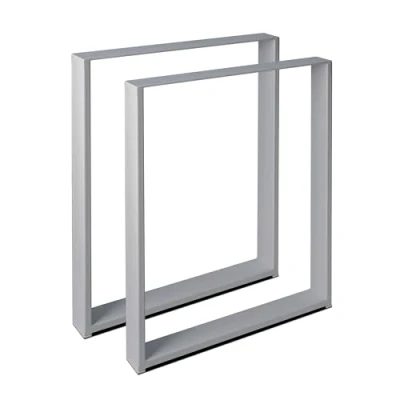 Abbildung von Magnetic Mobel 2 x Tischkufen aus Metall Industrial Tischbeine in Schwarz Weiß &amp; Rohstahl Alle Größen für Esstisch Schreibtisch Couchtisch Bank DIY Tischgestell (Grau, 600x720)