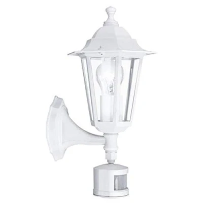 Abbildung von EGLO Außen Wandlampe Laterna 5, 1 flammige Außenleuchte inkl. Bewegungsmelder, Sensor Wandleuchte aus Aluguss und Glas, Farbe: Weiß, Fassung: E27, IP44