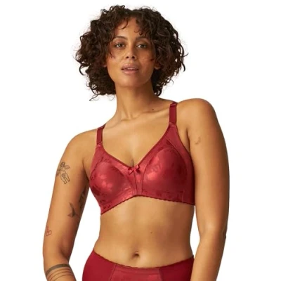 Abbildung von Naturana® Minimizer BH mit Blumenmuster [Cup B D]: ohne Bügel I Big Cup schönen Verzierungen 100 Deep Claret D