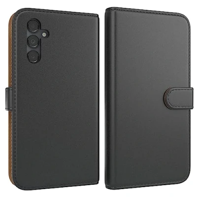 Abbildung von EAZY CASE Tasche kompatibel mit Samsung Galaxy A14 5G Schutzhülle Standfunktion Klapphülle im Bookstyle, Handytasche Handyhülle Flip Cover Magnetverschluss und Kartenfach, Kunstleder, Schwarz
