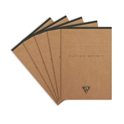 Abbildung von Clairefontaine 103646C Packung mit 5 Blöcke Flying Spirit, kopfseitig geleimt, DIN A6 70 Blatt abtrennbar, liniert, Braun Motiven sortiert, 1 Pack