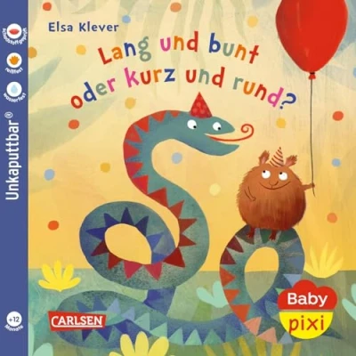 Abbildung von Baby Pixi (unkaputtbar) 130: Lang und bunt, kurz rund: Unzerstörbares Buch ab 12 Monaten mit tollen Tieren, ersten Reimen lustigen Gegensätzen auch als Badebuch geeignet (130)