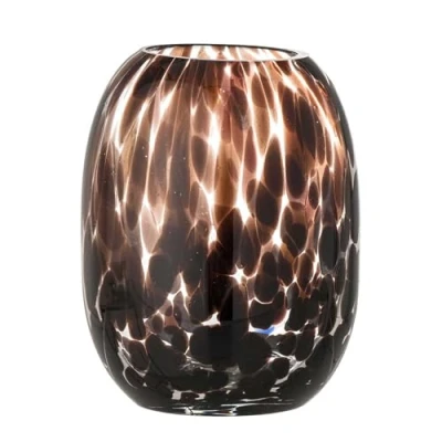 Abbildung von THE REPLICANT Vase aus gesprenkeltem Glas, Bernsteinfarben, abgerundet/Maße: 17 x 20 cm