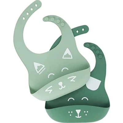 Abbildung von Babymoov BIB&#039;ISY Silikon Lätzchen mit Auffangschale 2er Set, individuell einstellbar, spülmaschinenfest