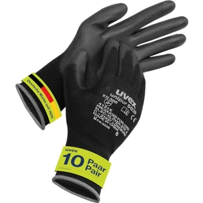 Abbildung von Uvex unipur 6639, 10 Paar Montagehandschuh für trockene &amp; leicht feuchte Bereiche leicht, feinfühlig schmutzunempfindlich schwarz Größe 10/XL