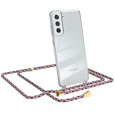 Abbildung von EAZY CASE Handykette kompatibel mit Samsung Galaxy S21 FE 5G Handyhülle Umhängeband, Handykordel Schutzhülle, Silikonhülle, Hülle, Stylische Kette für Smartphone, Bordeaux Camouflage