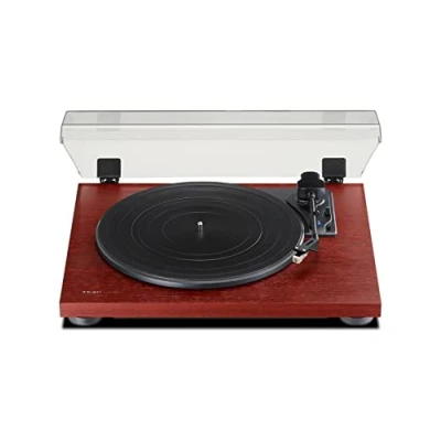 Abbildung von Teac TN 180BT A3/CH HiFi Plattenspieler mit Bluetooth Sender für Lautsprecher und Kopfhörer (Riemenantrieb, 33/45/78 U/min, integrierter Phono Vorverstärker, High Density MDF Gehäuse), Cherry, Kirsch