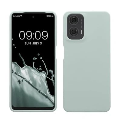 Abbildung von kwmobile Hülle kompatibel mit Motorola Moto G24 / E14 G04 G04s Silikon Handy Case Handyhülle weiche Oberfläche kabelloses Laden Cool Mint