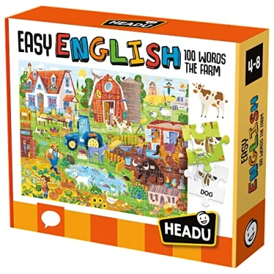 Abbildung von Headu Easy English 100 Words Farm Lernspiel, Mehrfarbig, IT20997