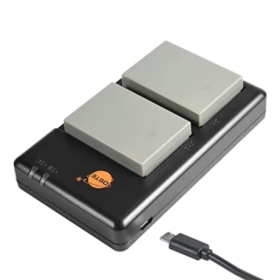 Abbildung von DSTE 2 Stück Ersatzakku Set BLN 1 Batterie + Dual Ladegerät USB kompatibel mit Olympus OM D E M1, M5, Pen F, P5, M5 Mark II