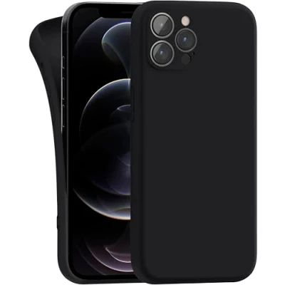 Abbildung von MyGadget Hülle Kompatibel mit iPhone 12 Pro robuste Silikon Schutzhülle TPU Case Slim Silikonhülle Back Cover Kratzfest Handyhülle Matt Schwarz