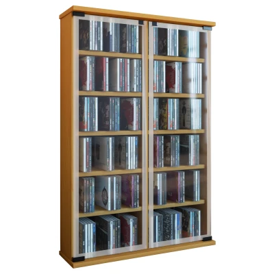 Abbildung von VCM CD Regal Holz DVD Stand Schrank Galerie Glastür, 1 tlg.