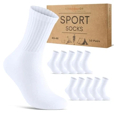 Abbildung von 10 Paar Sportsocken Damen Tennissocken Baumwolle Atmungsaktive Crew Socken 70205T (Weiß 35 38)