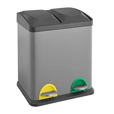 Abbildung von SVITA Mülltrennsystem TC2X15, Küchen Eimer, Abfalleimer, 2er Mülleimer, Mülltrennung, Grau
