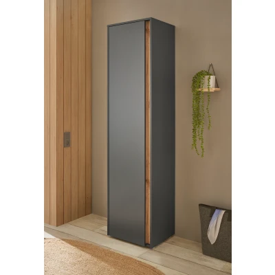 Abbildung von INOSIGN Garderobenschrank &quot;GIRON/ CiTY, Schrank in Wotan Eiche, Kleiderschrank mit Stauraum&quot;, 10 Fächer, modernes Design, Tür beidseitig montierbar, 50 cm breit