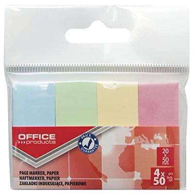 Abbildung von Indexhaftstreifen OFFICE PRODUCTS Papier 20x50mm 4x50 Blatt Anhänger Verschiedene Farben Pastell / Typ Standard/Art Auf Aufhänger/Form Rechteck/Material Papier/Farbe