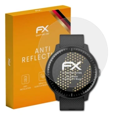 Abbildung von atFoliX Panzerfolie kompatibel mit Garmin Vivoactive 3 Music Schutzfolie, entspiegelnde und stoßdämpfende FX Folie (3X)