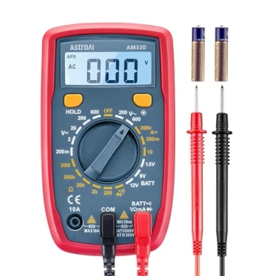 Abbildung von AstroAI Digital Multimeter mit Ohm Volt Ampere Spannung Tester Messung von AC/DC Spannung, DC Strom, Widerstand, Diode, Kontinuität Messinstrument Hintergrundbeleuchtung, Tiefrot
