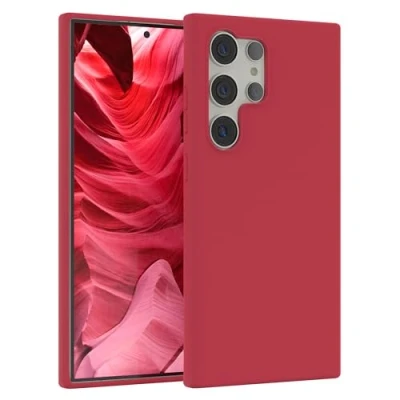 Abbildung von EAZY CASE Premium Silikon Handyhülle kompatibel mit Samsung Galaxy S24 Ultra, Slimcover Kameraschutz und Innenfutter, Silikonhülle, Schutzhülle, Bumper, Handy Case, Hülle, Softcase, Beere