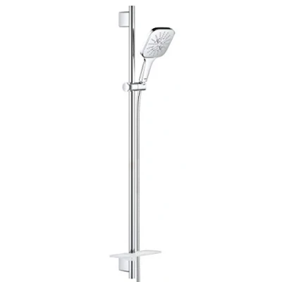 Abbildung von GROHE Rainshower SmartActive 130 Brausestangenset (3 Strahlarten, 900mm Brausestange, inkl. Duschablage, schnelle Befestigung), eckig, chrom, 26586000