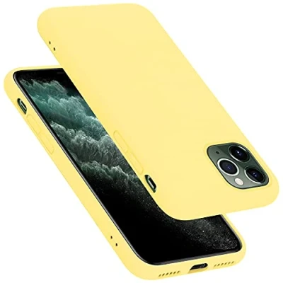 Abbildung von Cadorabo Hülle kompatibel mit Apple iPhone 11 PRO MAX Handyhülle für Case aus flüssigem Silikon stoßfeste dünne TPU Schutzhülle Liquid GELB