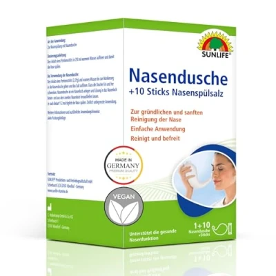 Abbildung von SUNLIFE Nasendusche SUNLIFE® + 10 Sticks bei Erkältung/Pollen Nasenreinigung