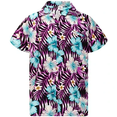 Abbildung von King Kameha Funky Hawaiihemd, Herren, Kurzarm, Tropical Hibiscus, Schwarz Violett, XXL