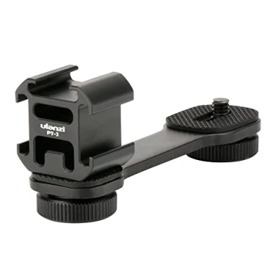 Abbildung von ULANZI PT 3 Triple Cold Shoe Mount Adapter Aluminium für Gimbal (DJI Osmo Mobile 2/3, Zhiyun, Feiyutech), Kamera und Smartphone Vlog Video Mikrofon Verlängerungsstange