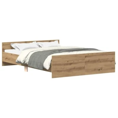 Abbildung von vidaXL Bettgestell ohne Matratze, Bett, Doppelbett, Schlafzimmerbett, Schlafzimmermöbel, Bettrahmen mit Lattenrost, Artisan Eiche 120x200cm Holzwerkstoff