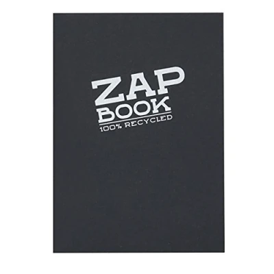Abbildung von Clairefontaine 3363C Packung mit 5 Blöcken Zap Book, geleimt, ideal zum Skizzieren und Zeichen, 80 Blatt, 100% Recyclyng Papier, DIN A6 10,5x14,8 cm, 80g, Schwarz, 1 Pack