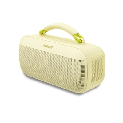 Abbildung von Bose Tragbarer SoundLink Max Lautsprecher, große tragbare Bluetooth Boombox mit Akku, wasserdichte Lautsprecher Boxen, bis zu 20h Akkulaufzeit, USB C, integrierter 3,5 mm AUX Eingang, Zitrusgelb