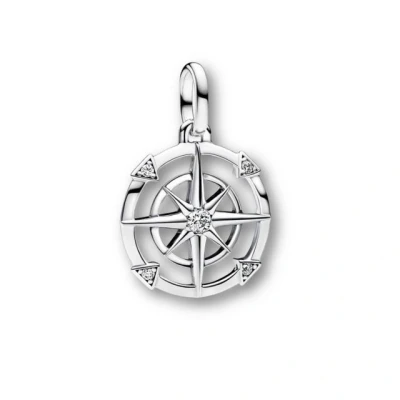 Abbildung von PANDORA ME Kompass Medaillon Charm aus Sterling Silber mit Cubik Zirkonia, Kompatibel und Moments Armbändern, 793456C01