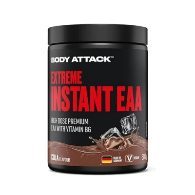 Abbildung von Body Attack Extreme Instant EAA Pulver Cola, 500 g Vegan, Made in Germany 8 essentielle Aminosäuren für eine proteinreiche Ernährung &amp; intensives Training Ideale 2:1:1 Ratio