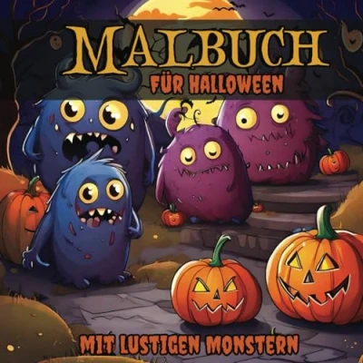 Abbildung von Malbuch für Halloween mit lustigen Monstern: Ausmalbuch Monstern Kinder und Jugendliche zum Kolorieren