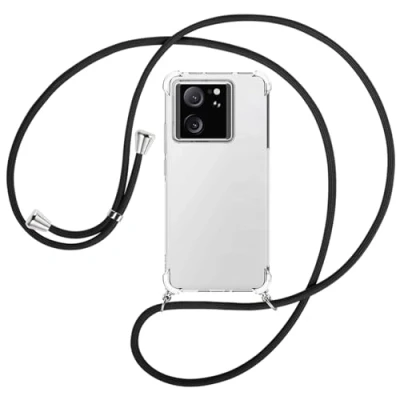 Abbildung von mtb more energy® Handykette kompatibel mit Xiaomi 13T, 13T Pro schwarz Smartphone Hülle zum Umhängen Anti Shock Full TPU Case