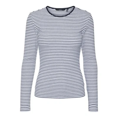 Abbildung von VERO MODA Damen Vmchloe Stripe Ls Top Ga JRS Noos Langarmshirt, Light Grey Melange/Stripes:Navy Blazer, M