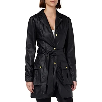 Abbildung von KENDALL &amp; KYLIE Damen Leather TIE K&amp;K W VGN LEDERKRAWATTE Blazer KKW3711004, SCHWARZ, L, Black, L